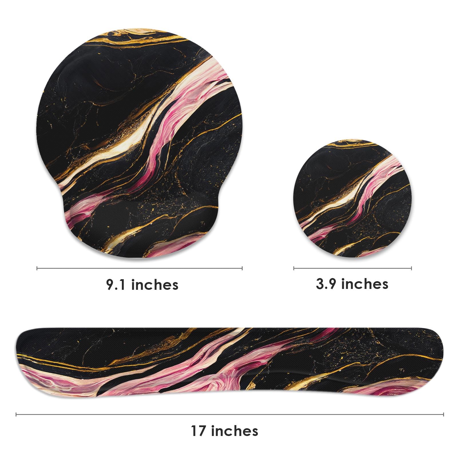 Britimes Ergonomic Mouse Pad Set with Wrist Rest, Marble Black