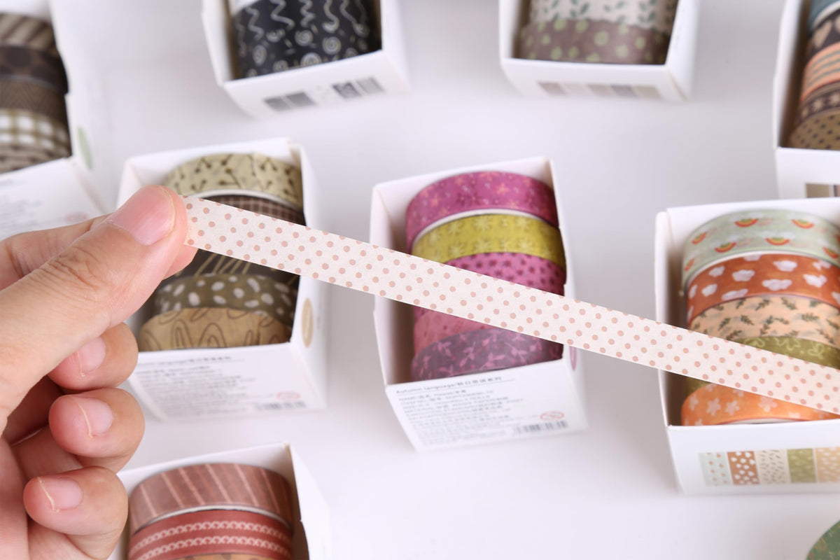 YUBX Basic Washi Tape Set 30 Rolls Plants Patterns Decorative Skinny Slim Masking Tapes for Arts