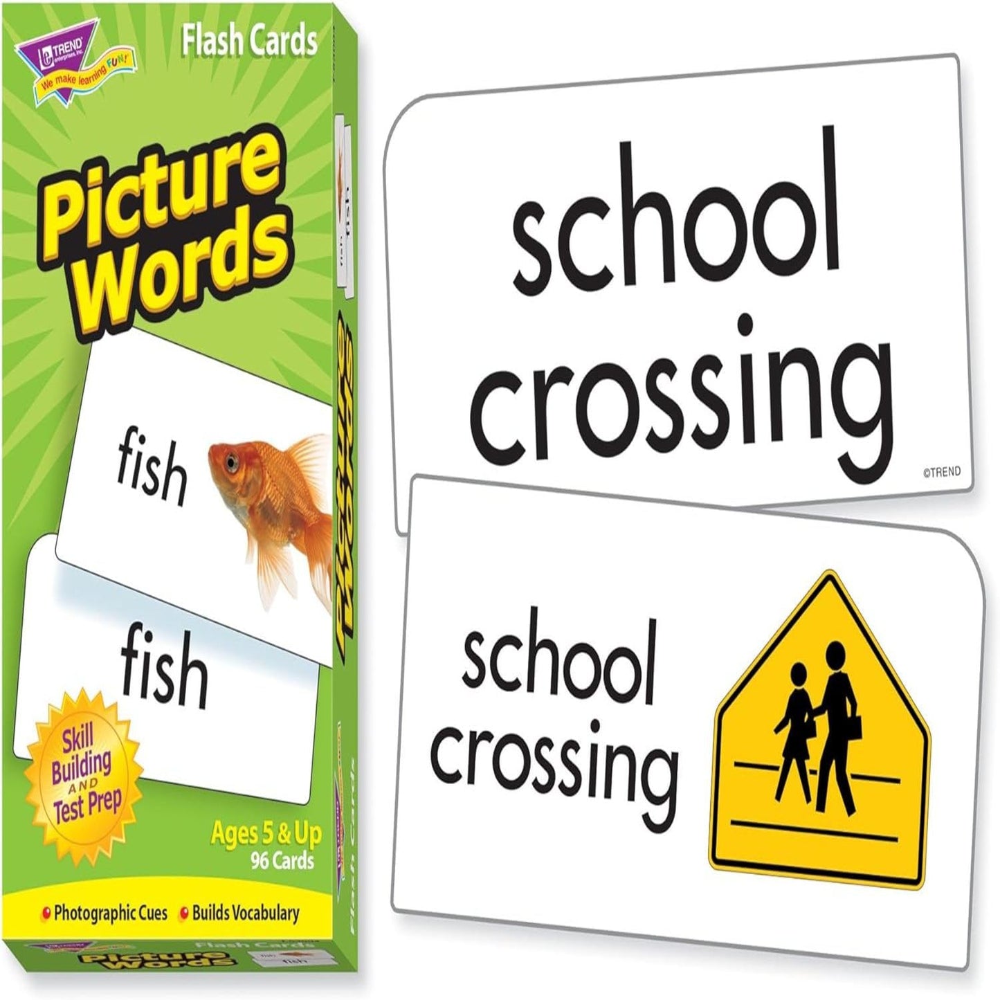 Trend Enterprises Picture Words Skill Drill Flash Cards for Reading, 96 Ct
