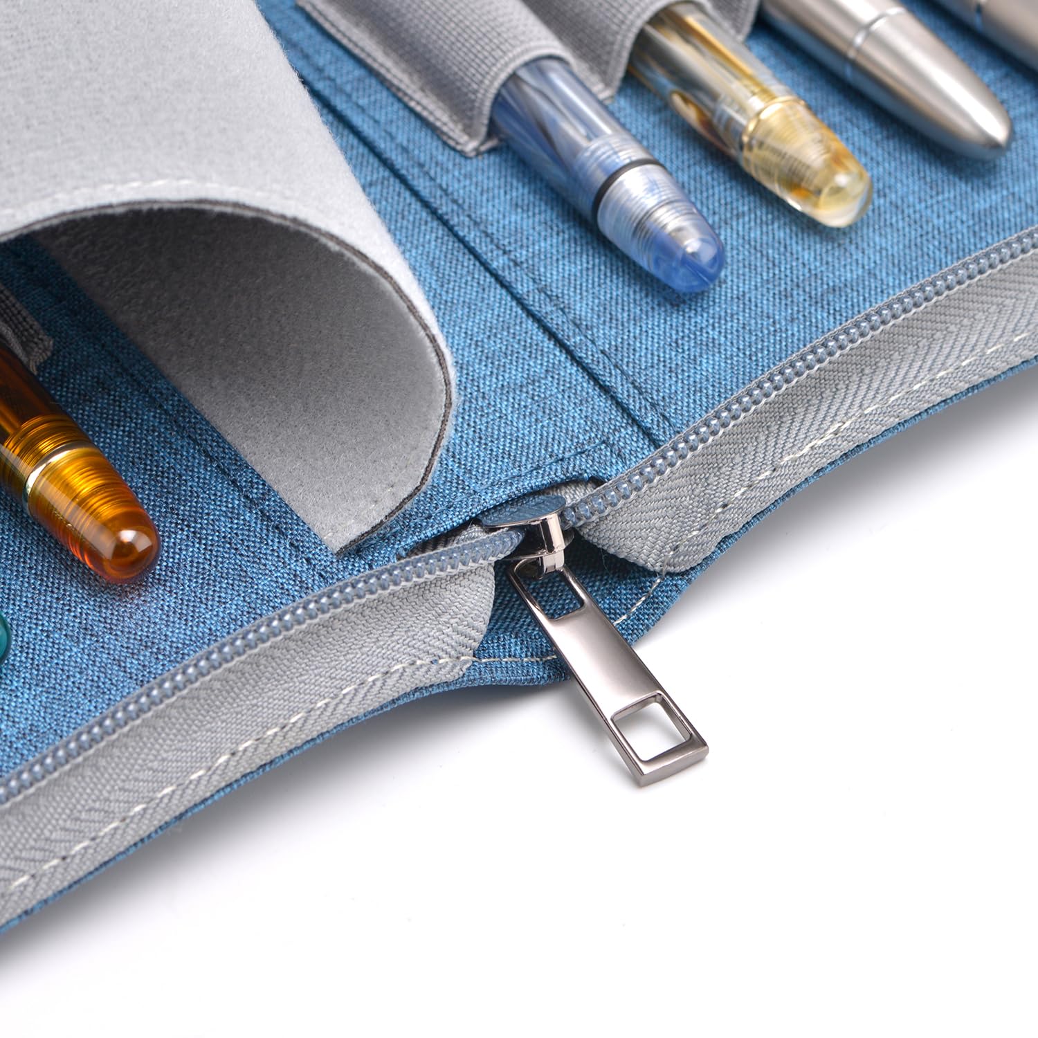 Asvine 12 Fountain Pen Case Blue Organizer Bag - Premium Waterproof Canvas Pen Display Holder