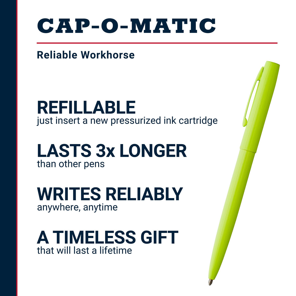 Fisher Space Pen Fluorescent Yellow Cap-O-Matic Pen, Black Ink
