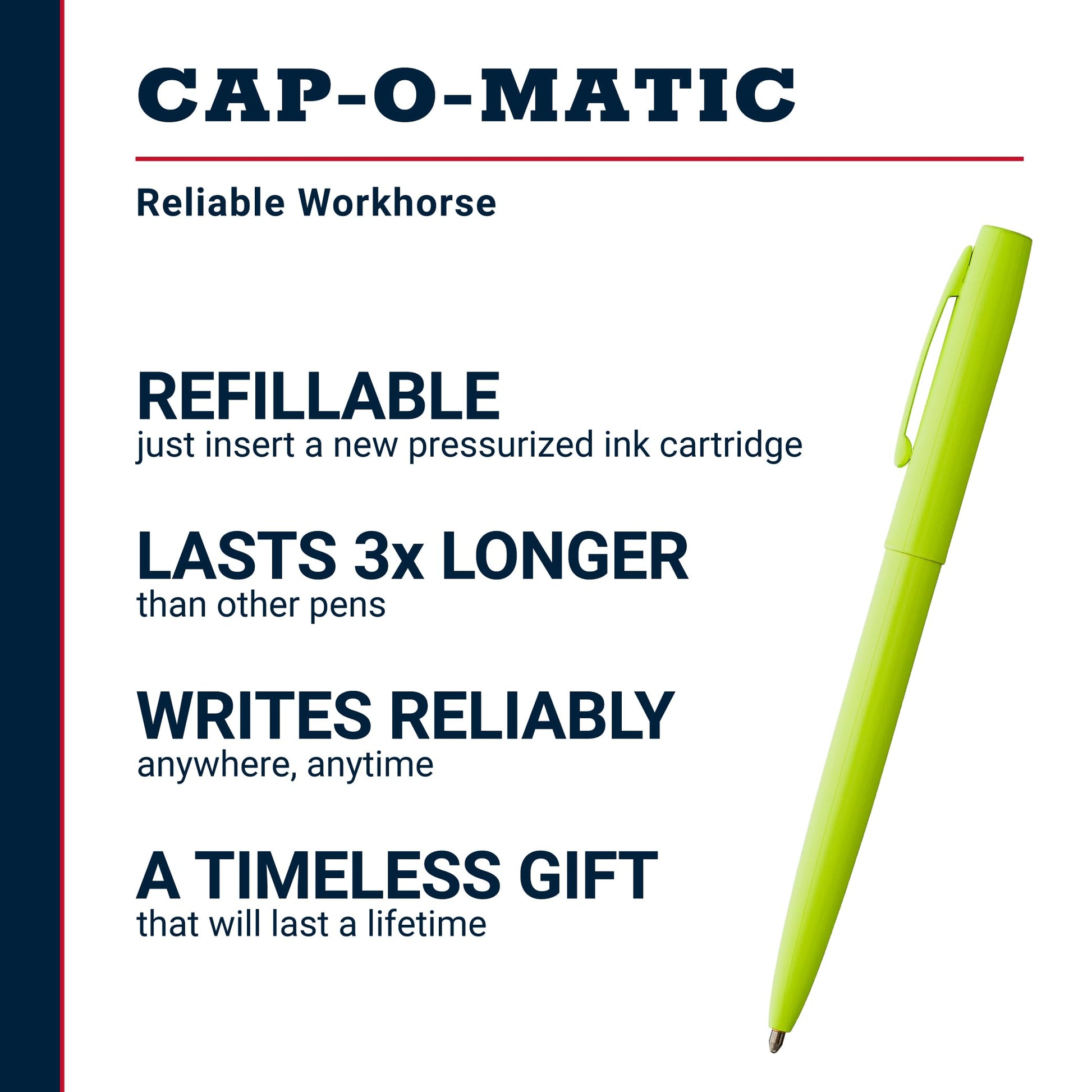 Fisher Space Pen Fluorescent Yellow Cap-O-Matic Pen, Black Ink