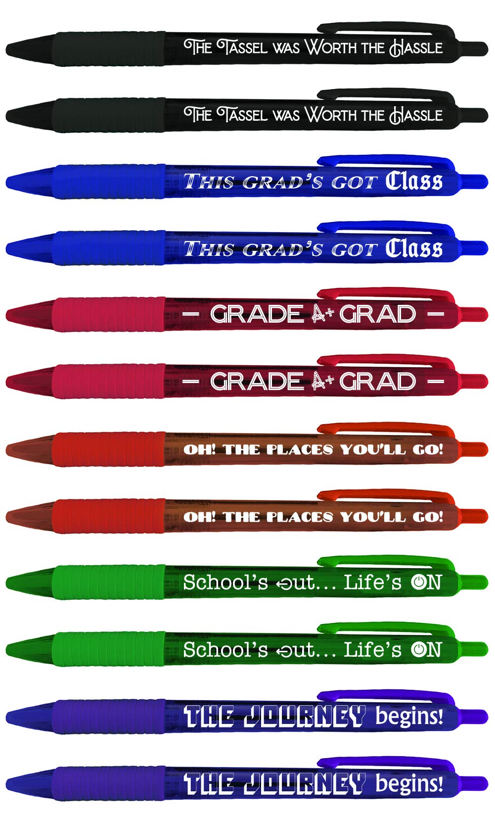 Greeting Pen 12 Translucent Graduation Pen Set, 3 Designs 46022
