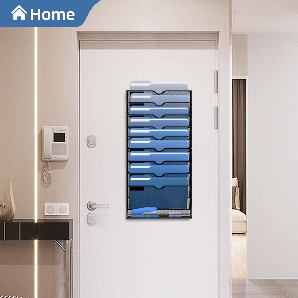 DALTACK Wall File Holder 10 Tier Hanging Wall File Organizer, for Papers Mails Folders Clipboard