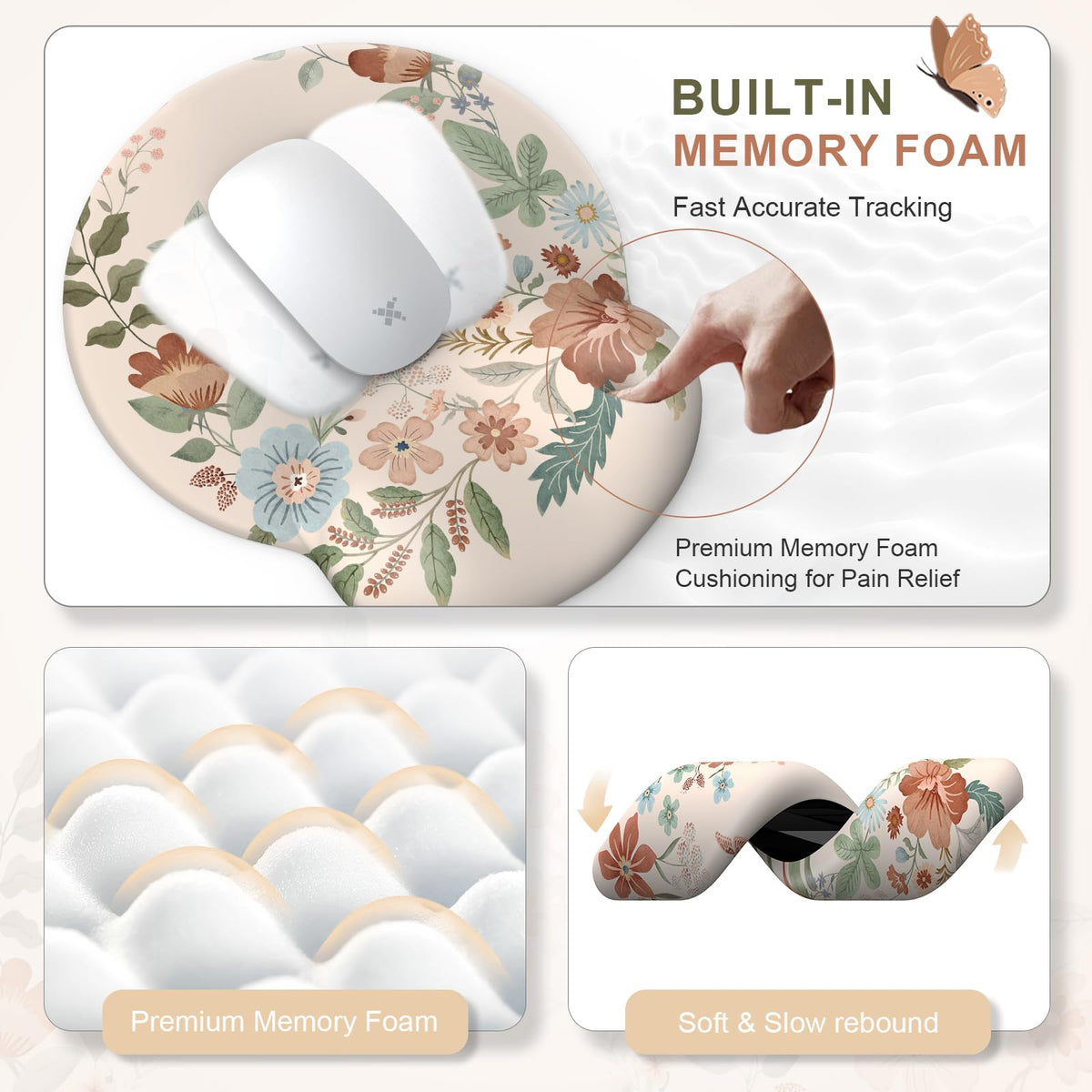 iLeadon Scalloped Desk Mat with Mouse Pad and Wrist Rest,Ergonomic Desk Pad