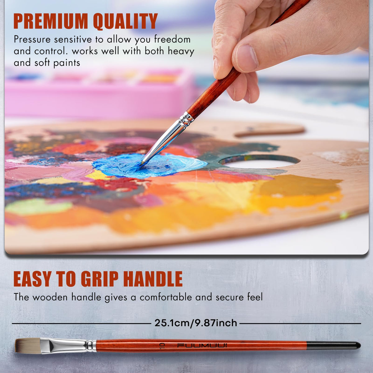 14pcs Acrylic Paint Brushes, Professional Synthetic Bristles Paint Brush Set with Extra Palette