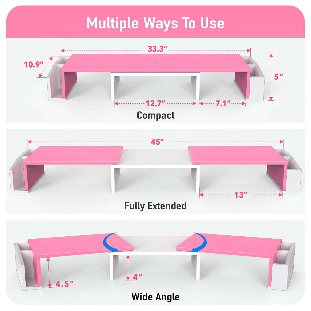 Simple Houseware Desk Dual Monitor Stand Riser with Drawer, Pink