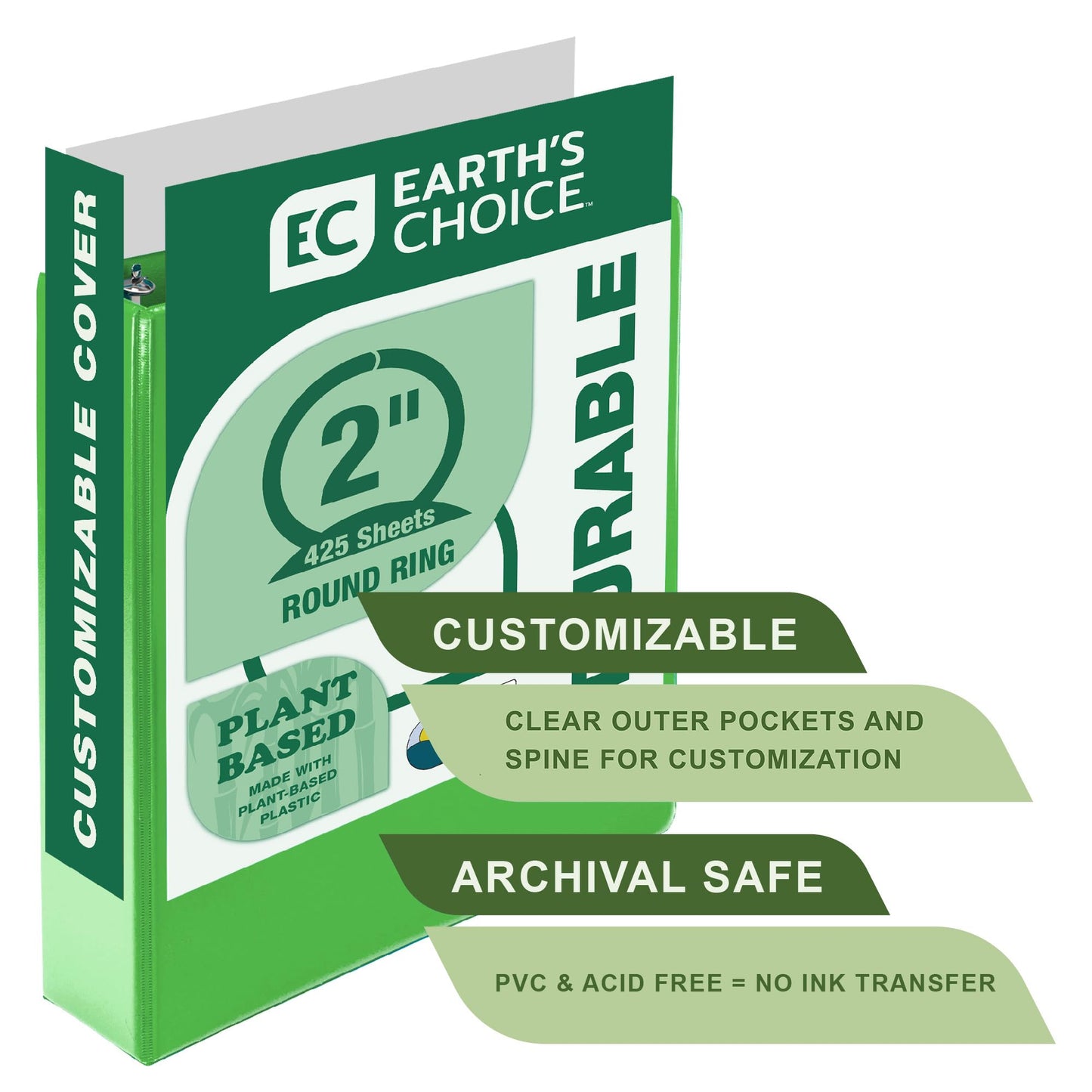 Samsill Plant-Based 2 Inch Durable Round Ring, View Binder, Eco-Friendly, USDA Certified Biobased
