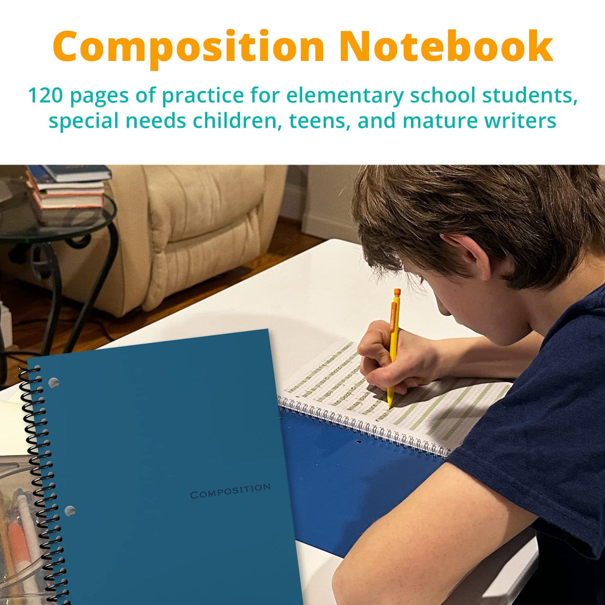 Channie's Youth Composition Notebook, Homework & Improvement Journal for Kids, Older Learners, &