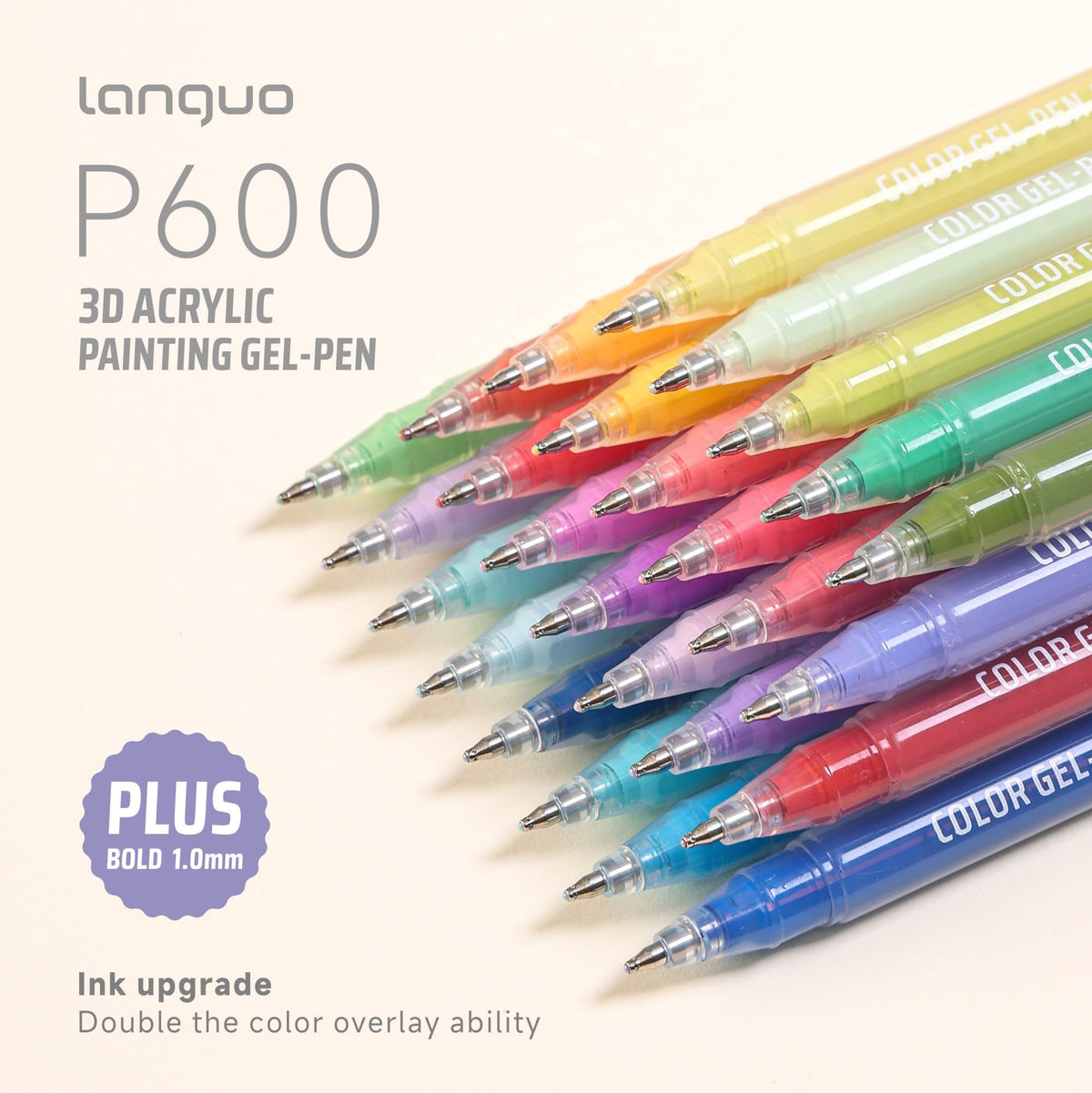 languo 54 Colors Acrylic Gel Pens for Coloring, 1mm Bullet Tip Colored Pens