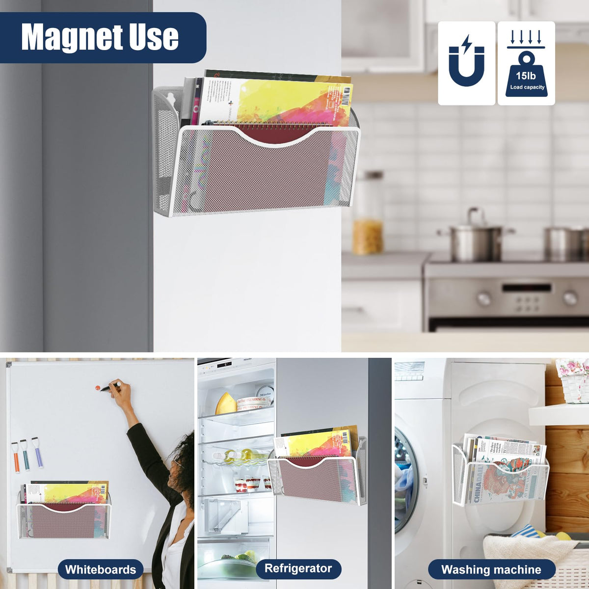 3 Pcs Magnetic File Holder for File Cabinets, Folder Holder Organizer- No Drilling Paper Document