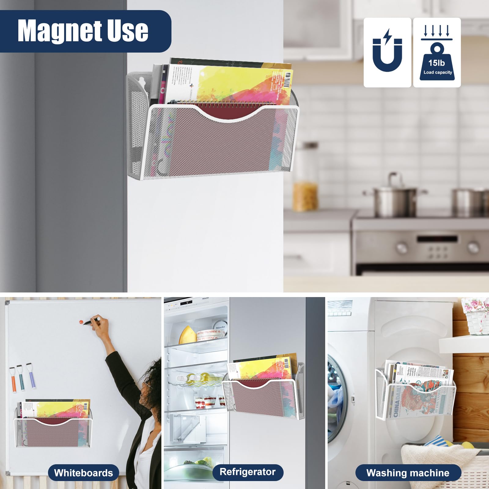 3 Pcs Magnetic File Holder for File Cabinets, Folder Holder Organizer- No Drilling Paper Document