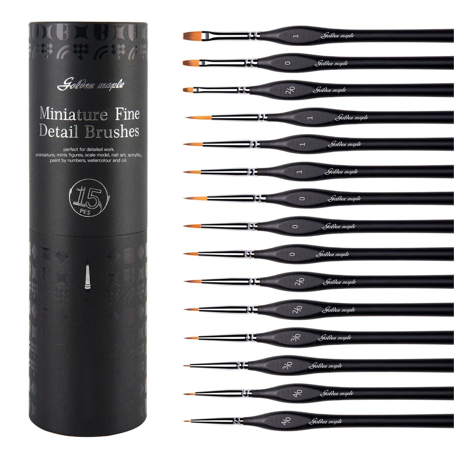 Golden Maple Miniature Paint Brushes, 15PC Model Brushes Micro Detail Paint Brush Set, Fine
