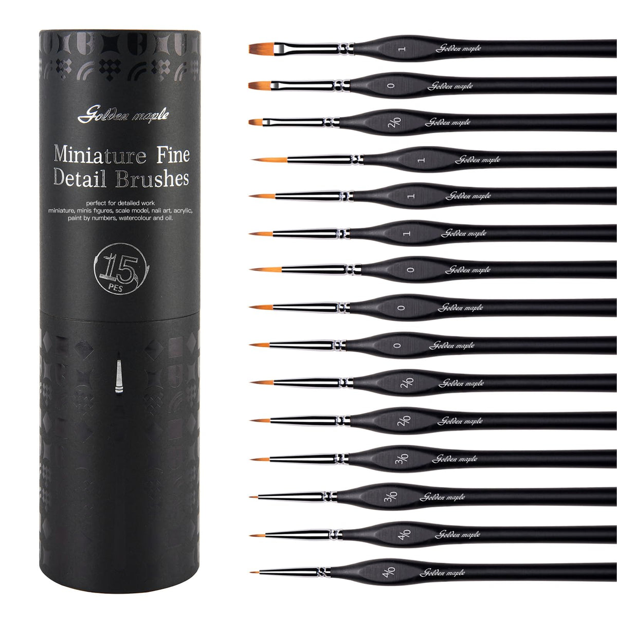 Golden Maple Miniature Paint Brushes, 15PC Model Brushes Micro Detail Paint Brush Set, Fine