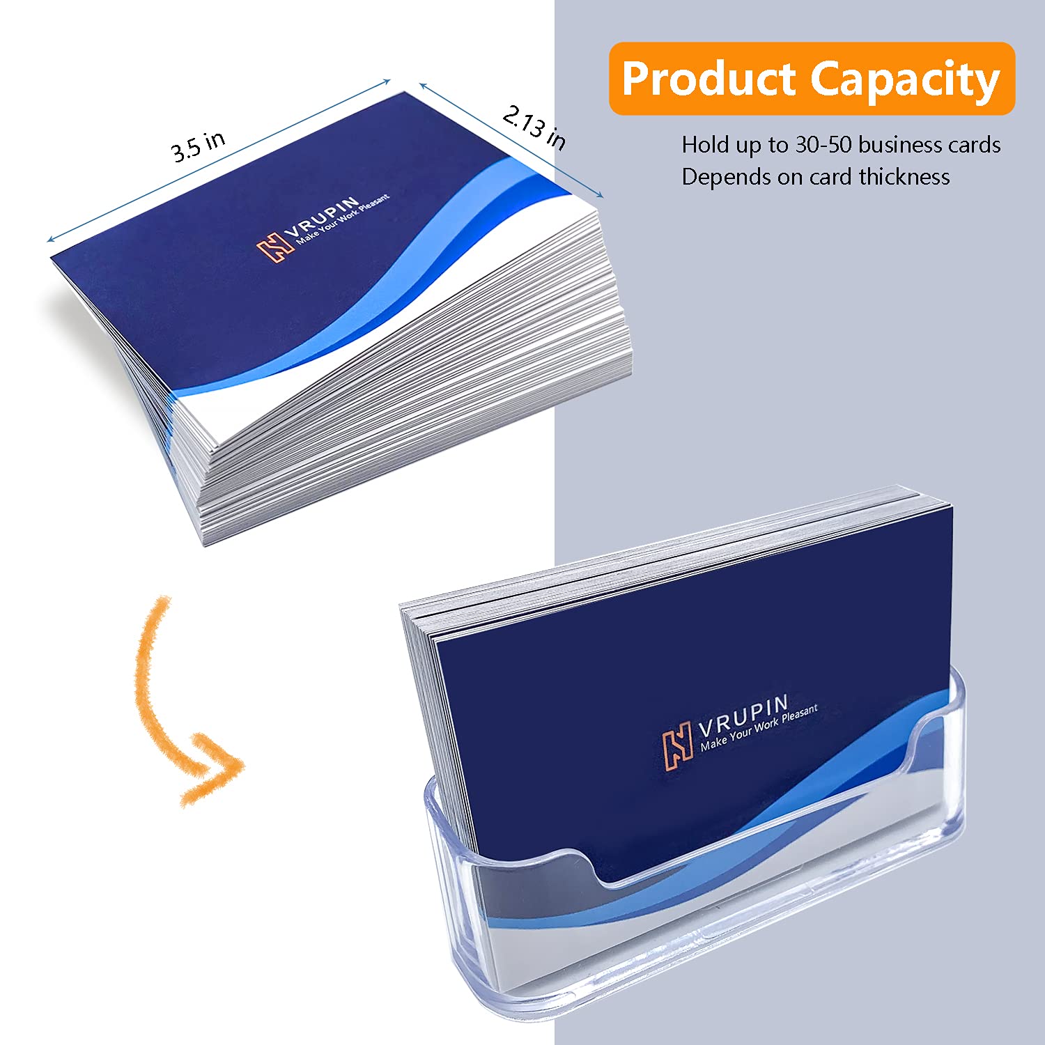 vrupin Business Card Holder for Desk - 16 Pack Acrylic Business Card Holder , Fits 30-50 Business