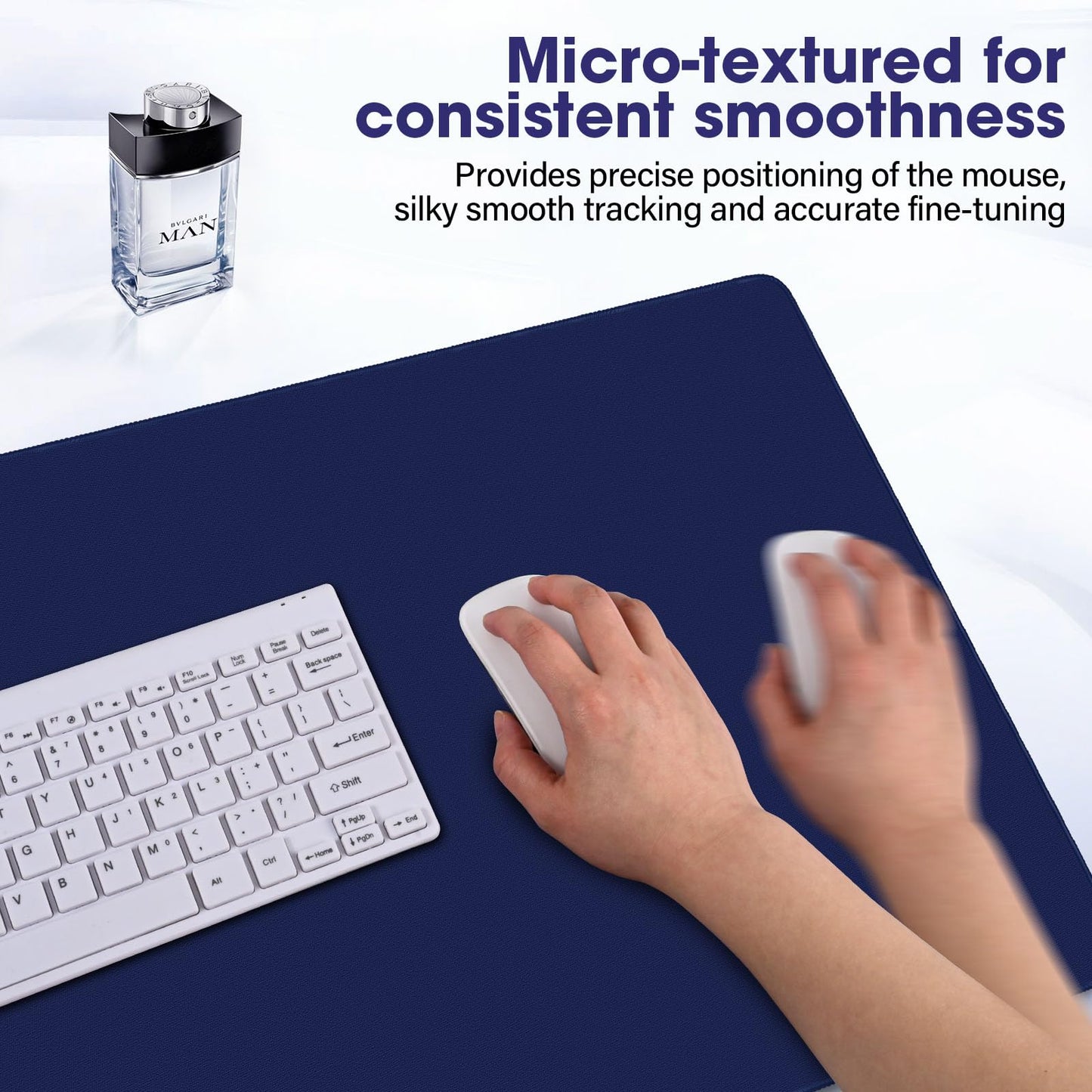31.5" x 15.7" Waterproof Fabric Gaming Desk Mat, Rubber Anti-Slip,Navy Blue