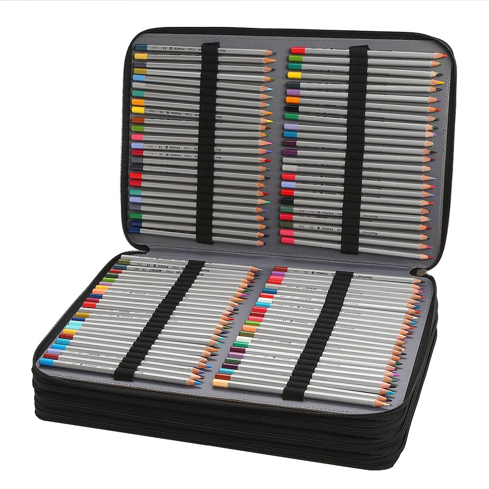 Lbxgap 384 Slots Pencil Case, 4-Layer Organizer with Shoulder Strap