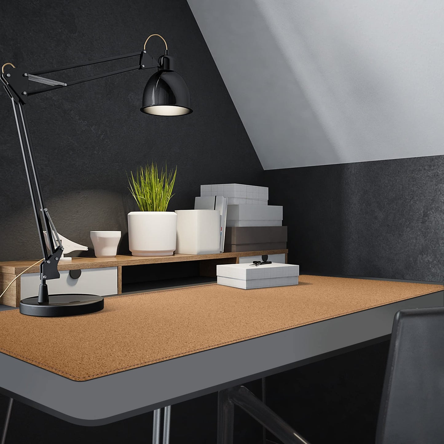 MAIDERN 55' x 15.7' Cork & Leather Desk Mat, XXL Dual Sided Desk Pad Protector for Gaming & Home