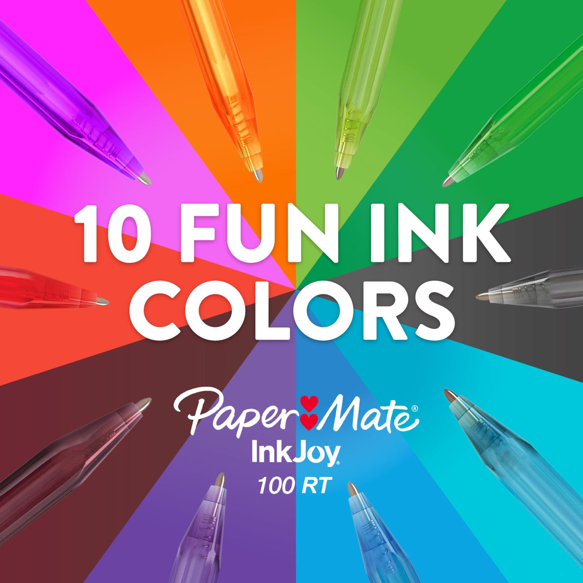 Paper Mate InkJoy 100RT Retractable Ballpoint Pens | Medium Point (1.0mm) | Blue | 20 Count