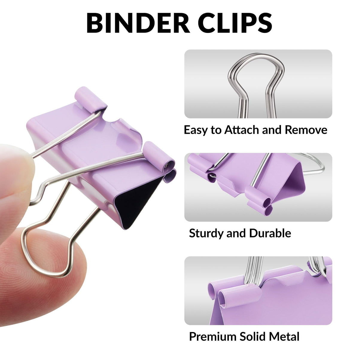 NEEWAY 100 Count Binder Clips Assorted Sizes, Paper Binder Clips (0.6inch 0.75inch 1inch), Metal