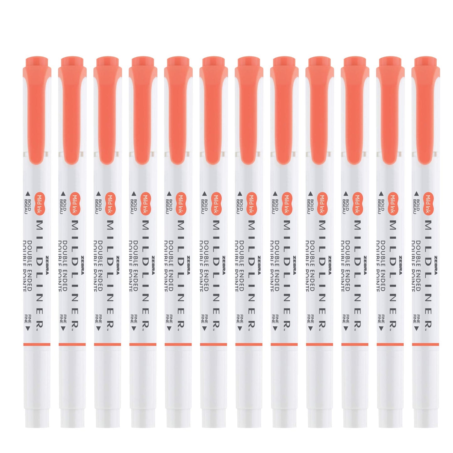 Zebra Pen MILDLINER No Bleed Highlighter, Vermillion, Dual Tip, 12-Pack