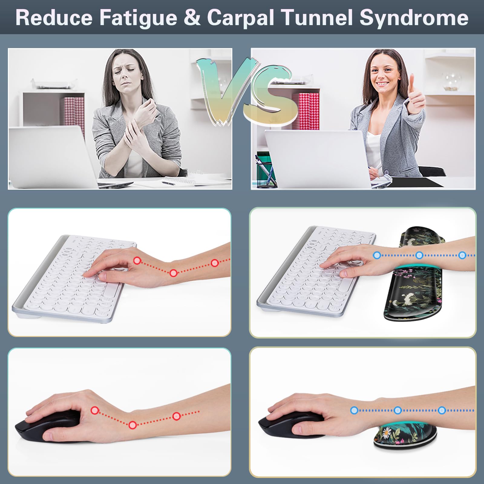Canjoy Desk Mat with Wrist Rest, Desk Pad for Keyboard and Mouse 4-in-1 Mouse Pad + Keyboard Wrist