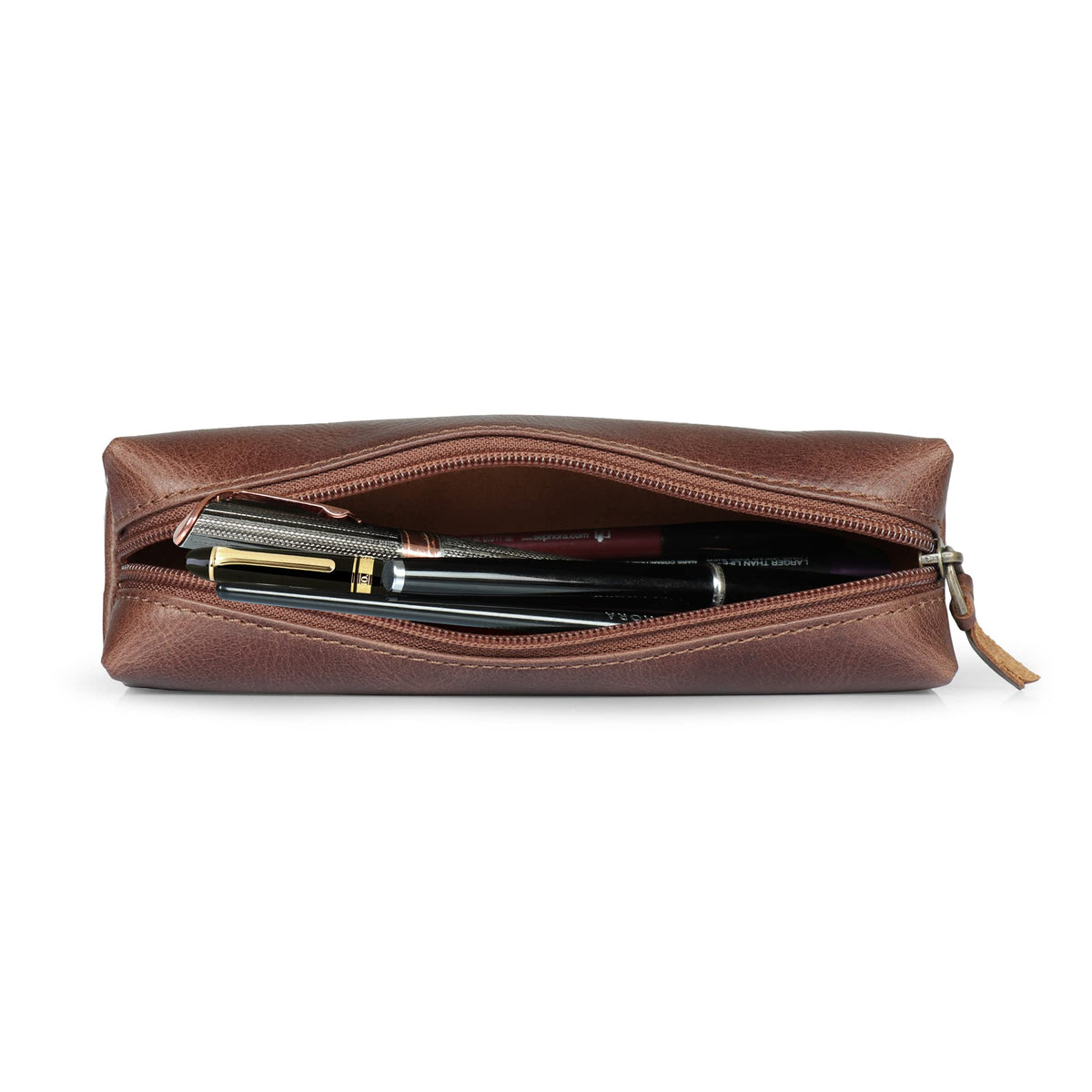 Londo Genuine Leather Zipper Pen, Pencil & Cosmetic Case