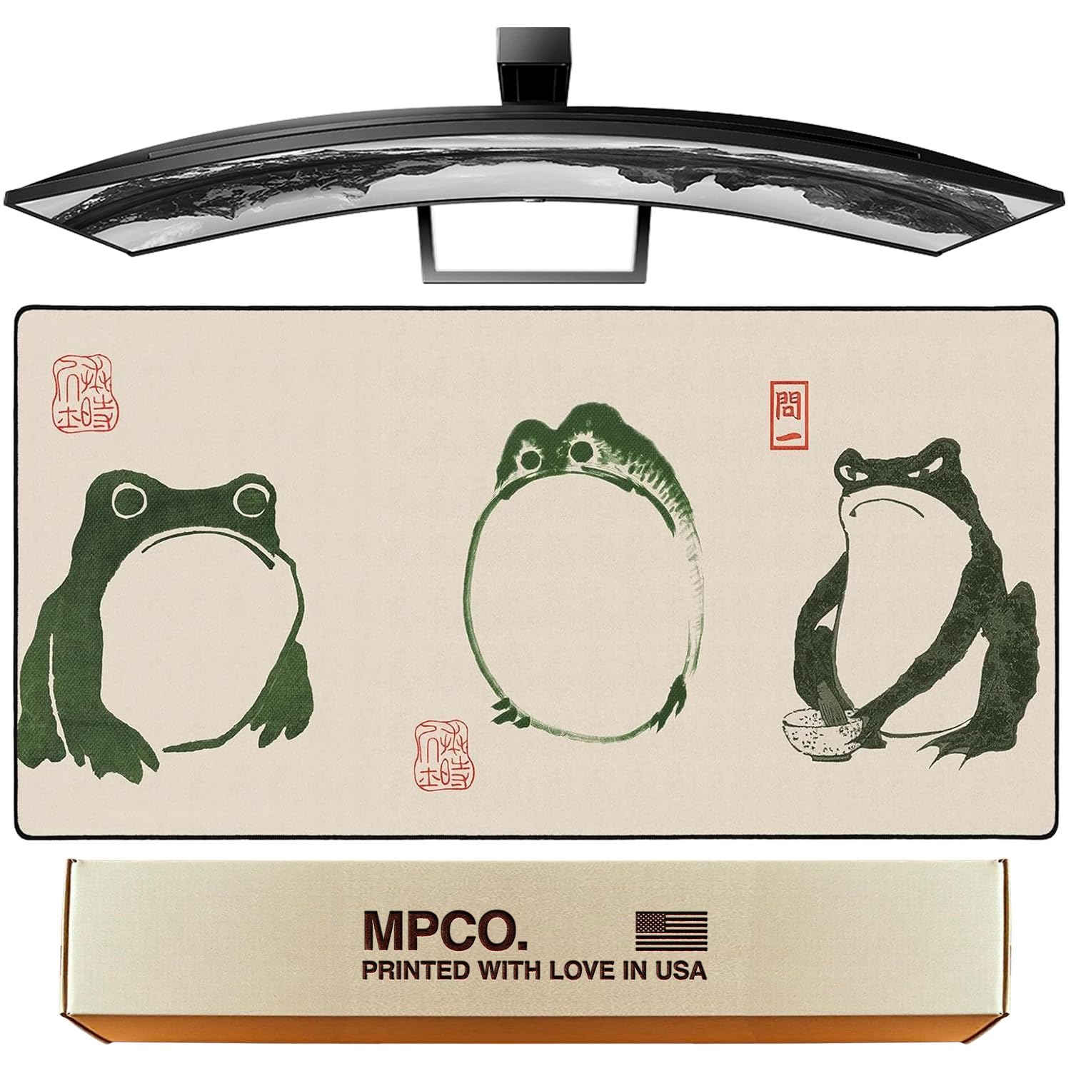 MPCO. Frog Gaming Desk Pad, 36" x 17" Duraglyde Fabric Non-Slip Desk Mat