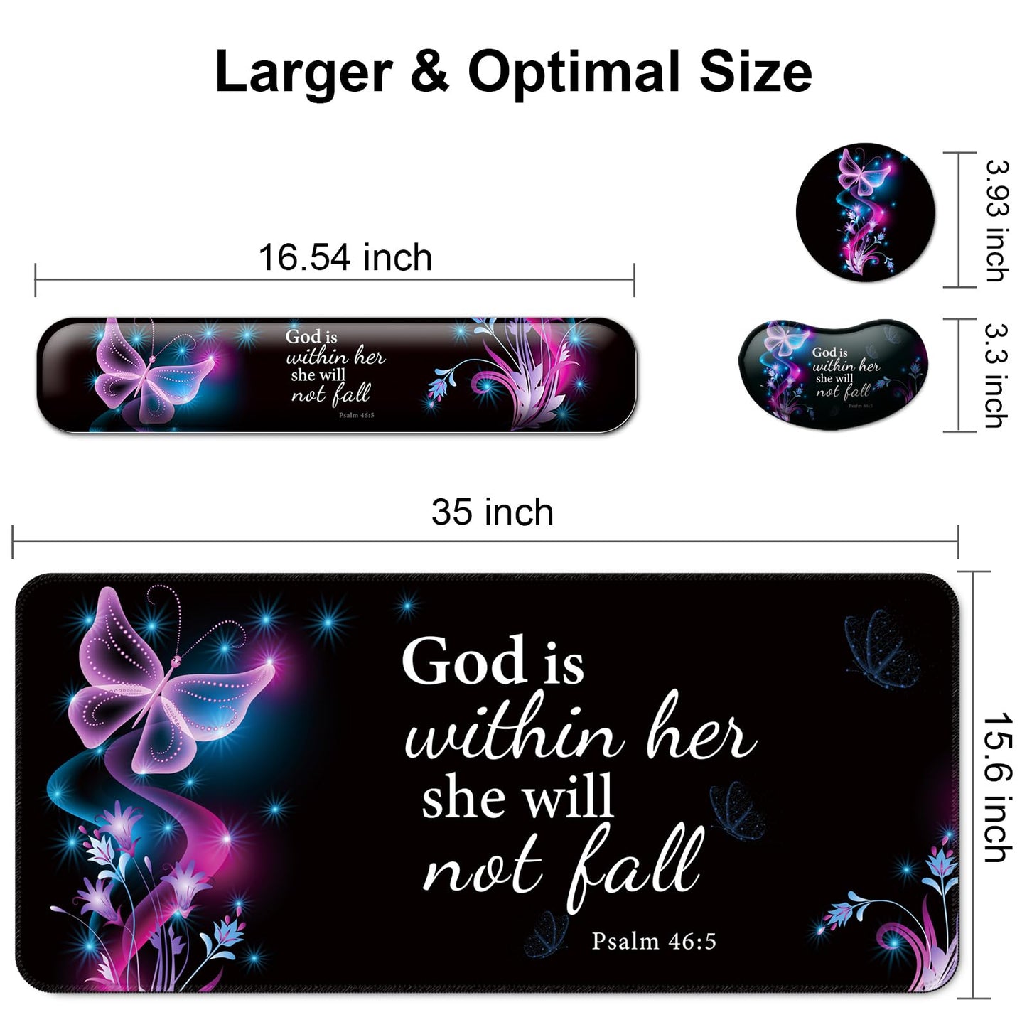 4 in 1 Mouse Pad and Keyboard Wrist Rest,Large Desk Mat,Coaster Set-Purple