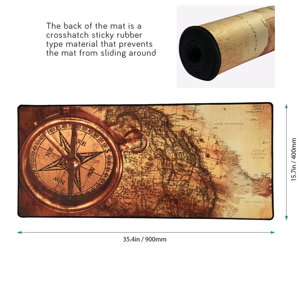 Cmhoo XXL Professional Large Mouse Pad& Computer Game Mouse Mat (35.4x15.7x0.1IN, Compass)