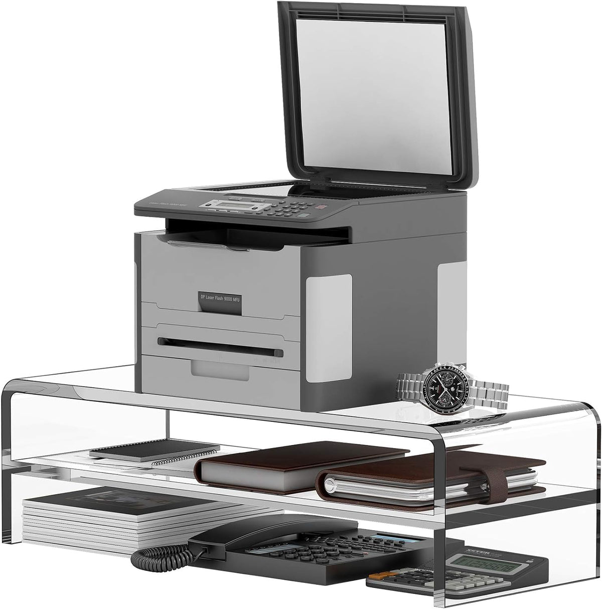 Egchi Acrylic Monitor Stand, 2 Tiers Computer Monitor Riser(20x8x5.5 Inch), Monitor Riser/Computer