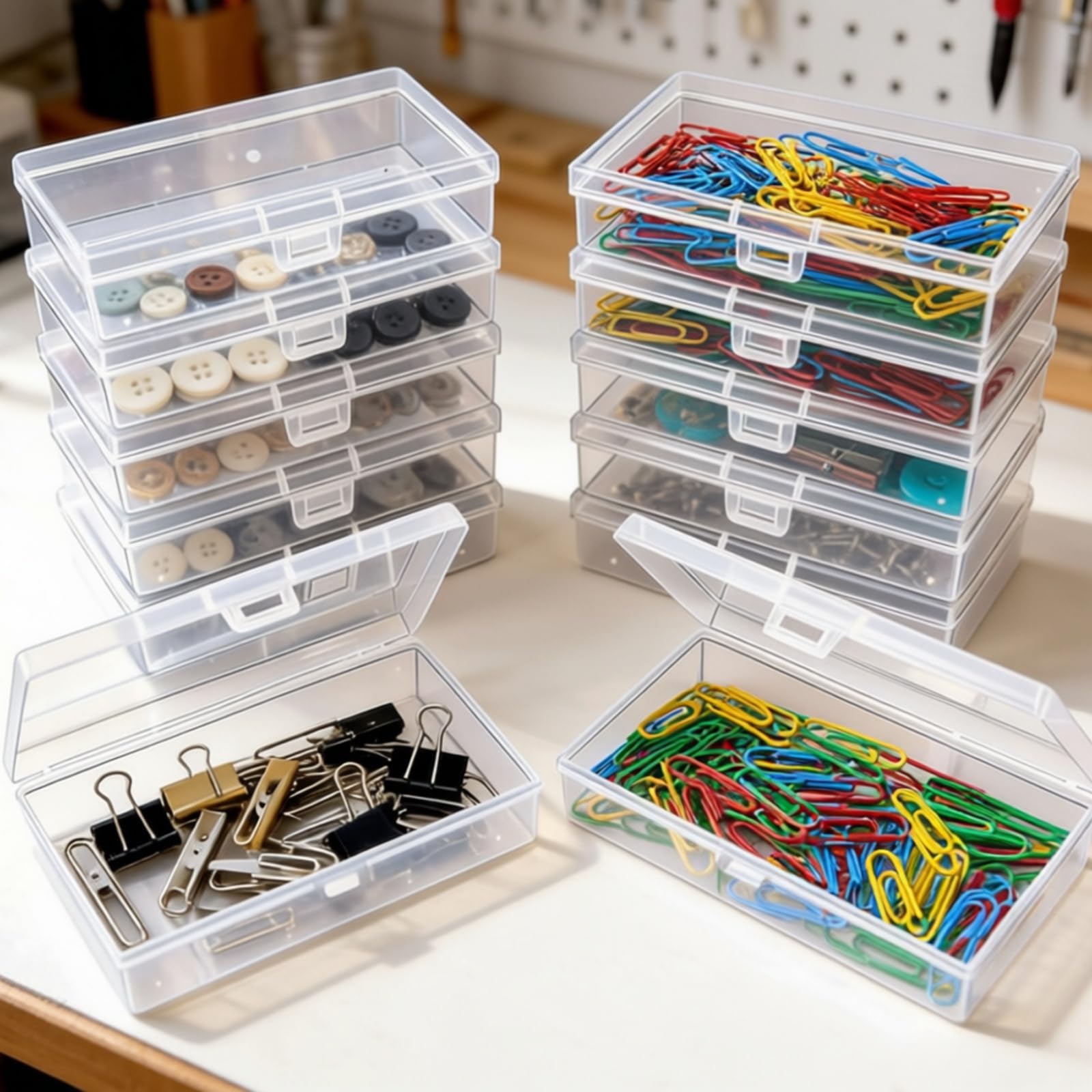 Thintinick 12 Pack Rectangular Clear Plastic Storage Containers