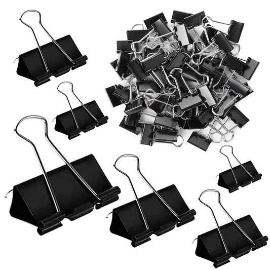 Binder Clips Paper Clamps 300 Pack Assorted Sizes (Black)