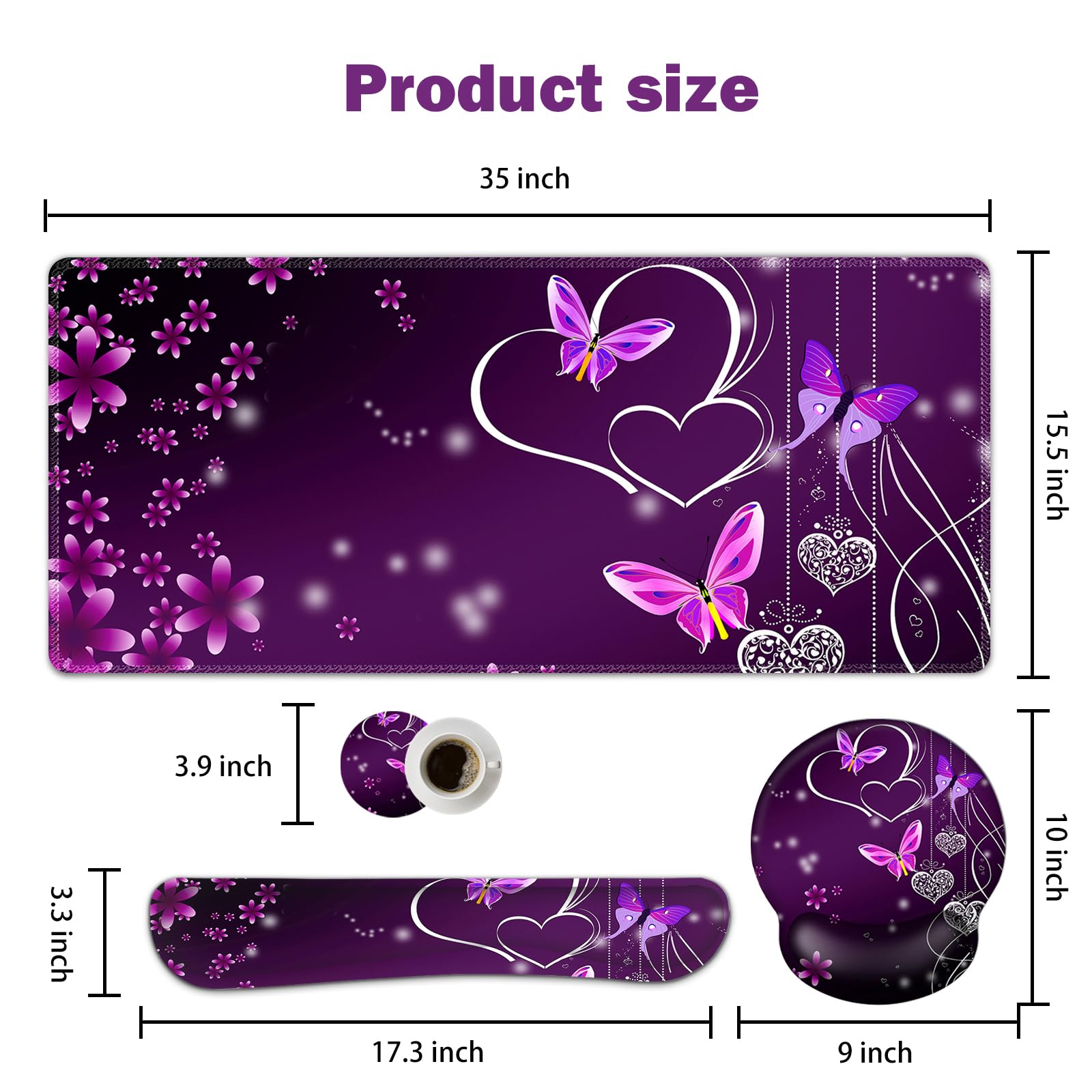 ARTSO Desk Mat, Large Gaming Mouse Pad Wrist Support Set, Ergonomic Keyboard Wrist Rest Desk Pad