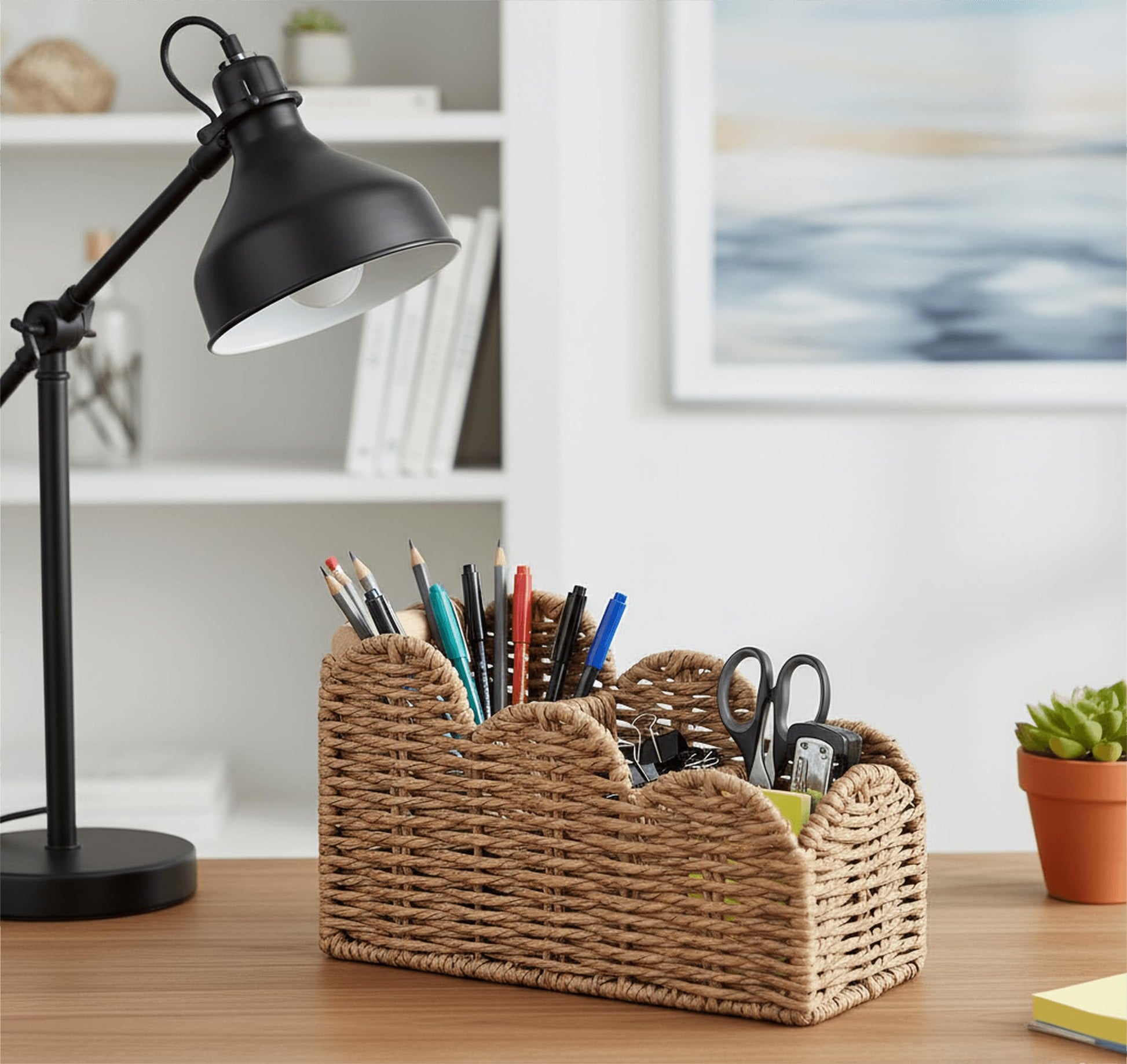 CubesLand Bedside Table Desk Organizer Caddy, Remote Pen&Pencil Holder Cup