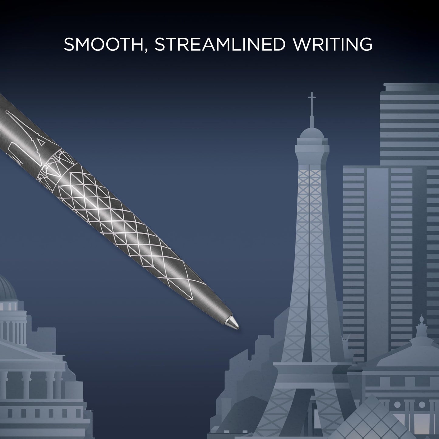 Parker Jotter Ballpoint Pen | Special Edition | Paris Grey with Chrome Trim | Medium Point | Blue