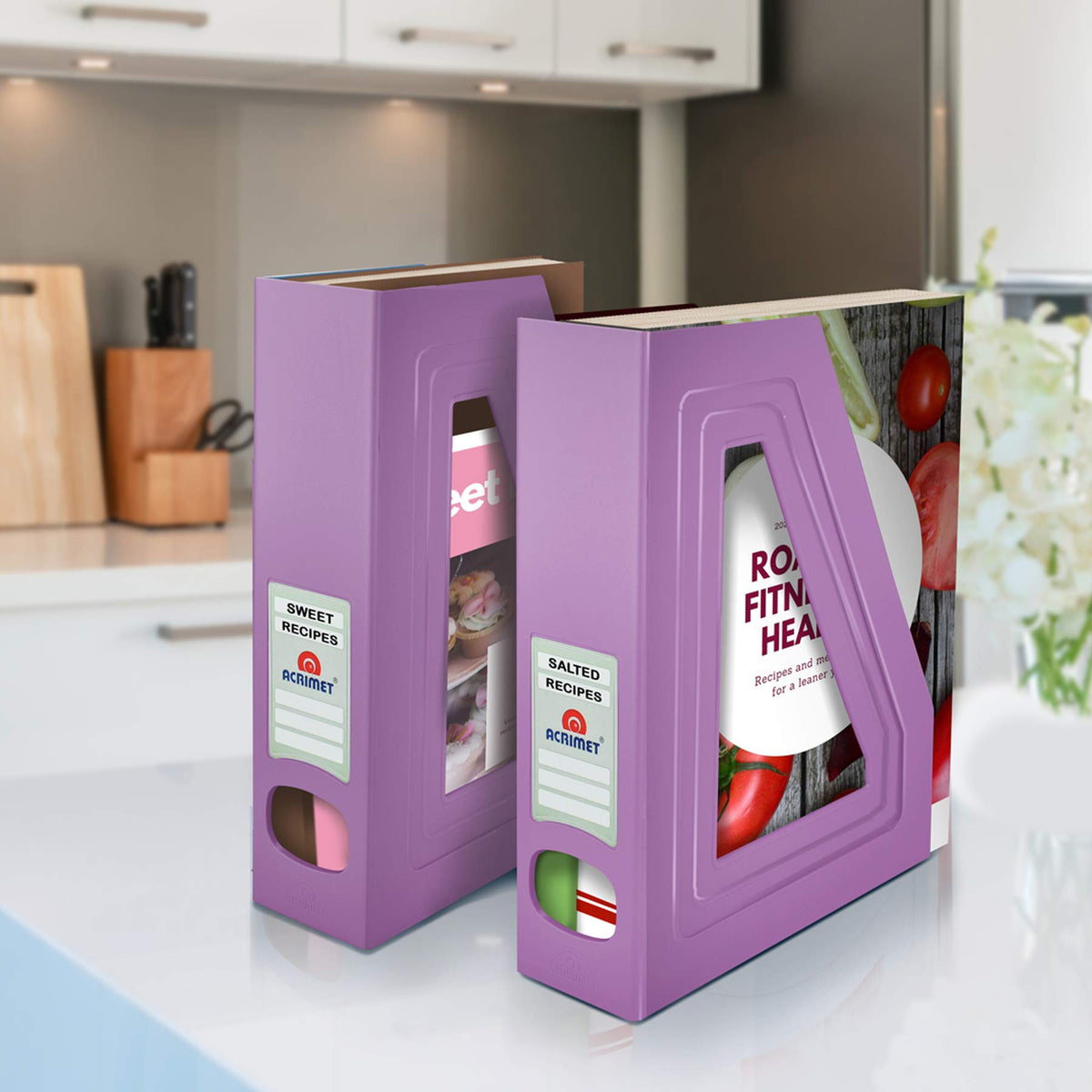 Acrimet Magazine File Holder, Vertical Desk Organizer, Purple, 2 Pack