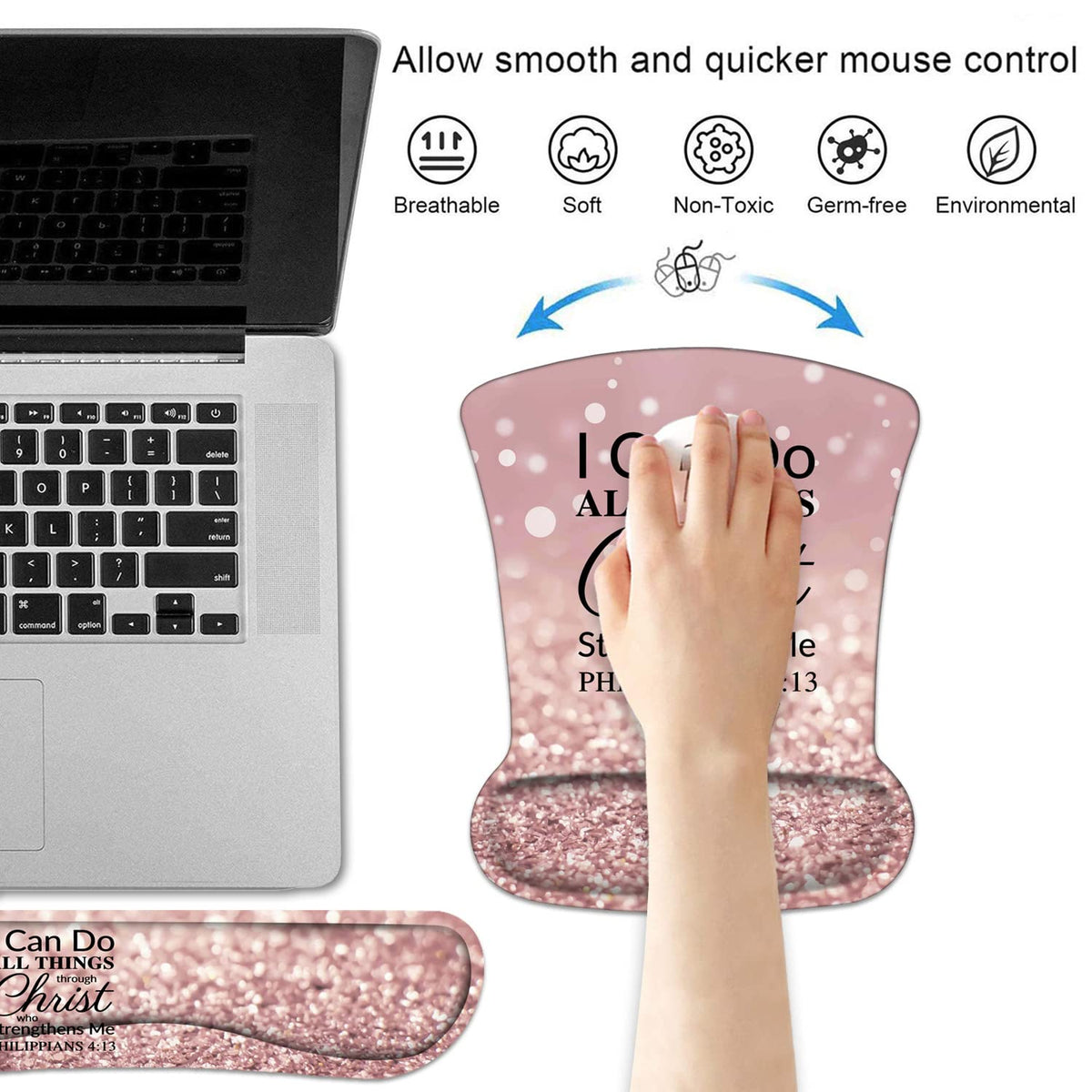Keyboard Wrist Rest and Mouse Wrist Rest Pad Set with Coasters, Ergonomic Support, Non-Slip PU