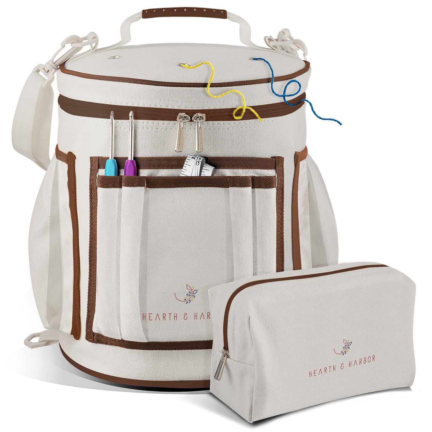 Hearth & Harbor Crochet Bag Organizer – Durable Knitting Bag, Yarn Organizer for Accessories and