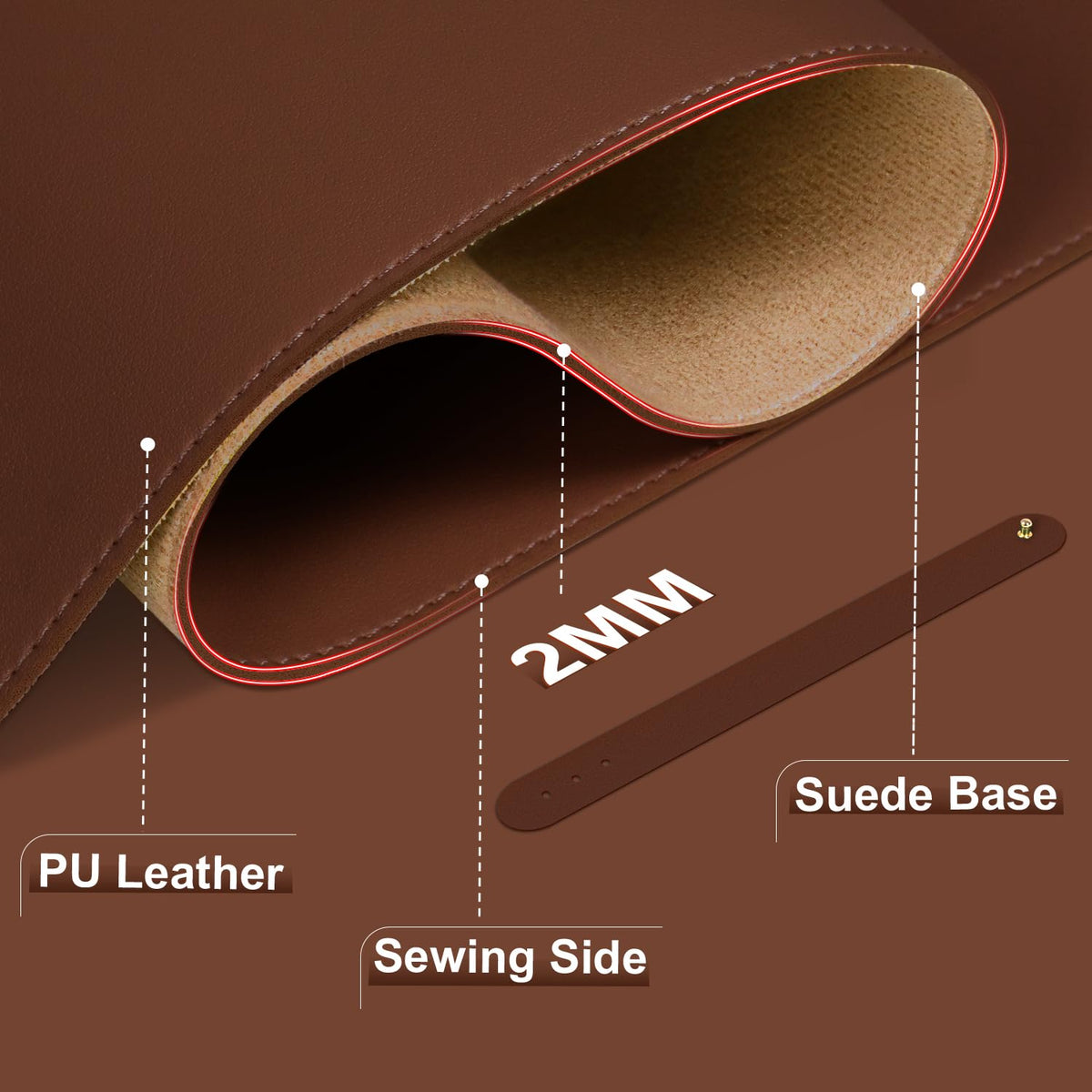 Large Desk Pad Mat, 47.2'' x 23.6'' Computer Mat for Desk, Leather Desk Pad Protector, Suede Sewing