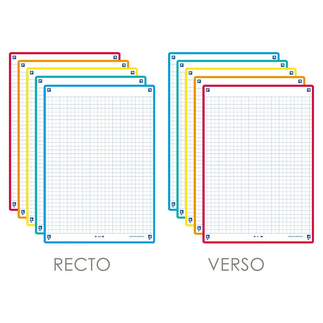 Oxford Révision 2.0 Pack of 50 Record Cards A5 (14.8 x 21 cm) Small Squares on both sides
