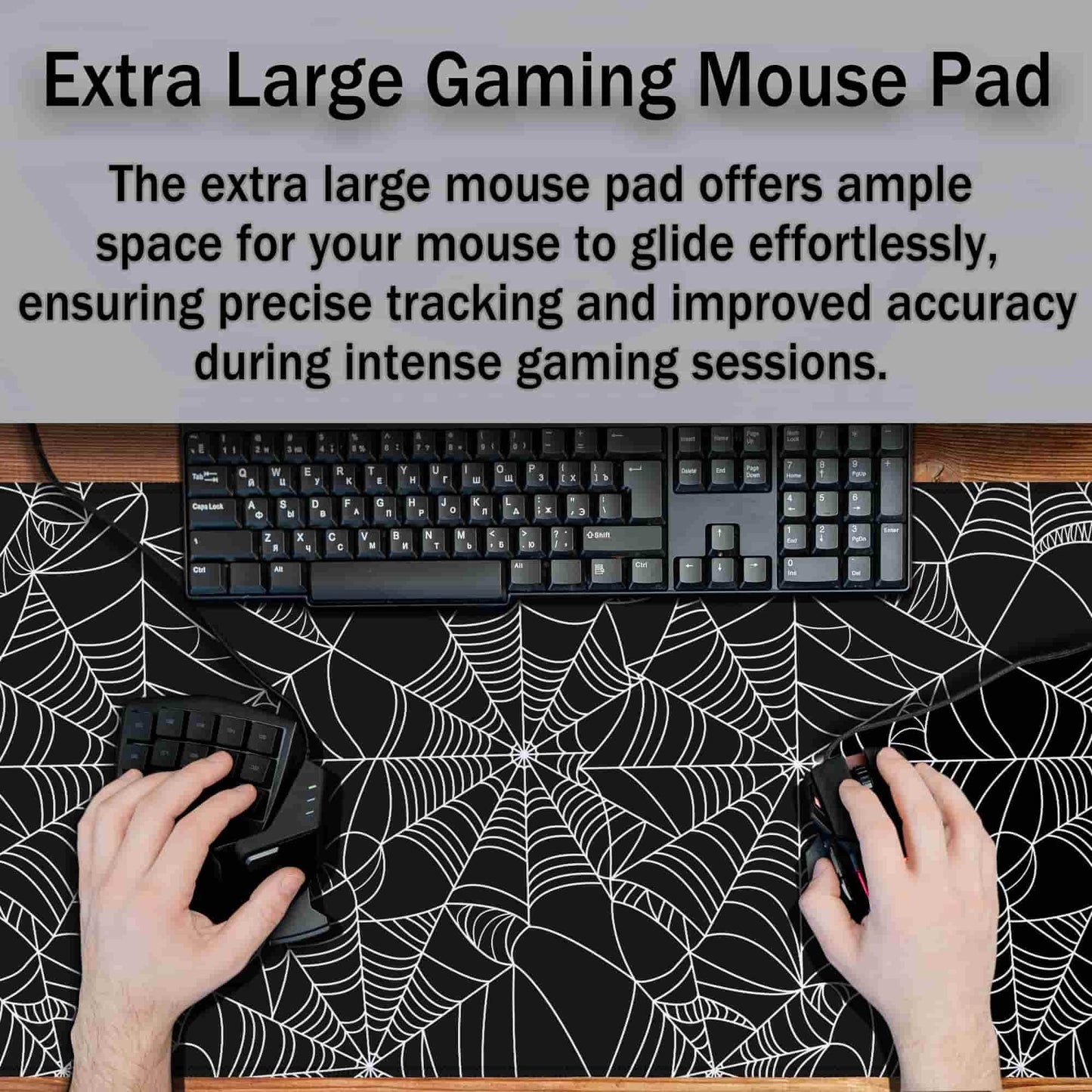 Samgula Gaming Mat Black Long Mousepad, Desktop Pad Big Mouse Pads Desk Mouse Pad, Computer Pad