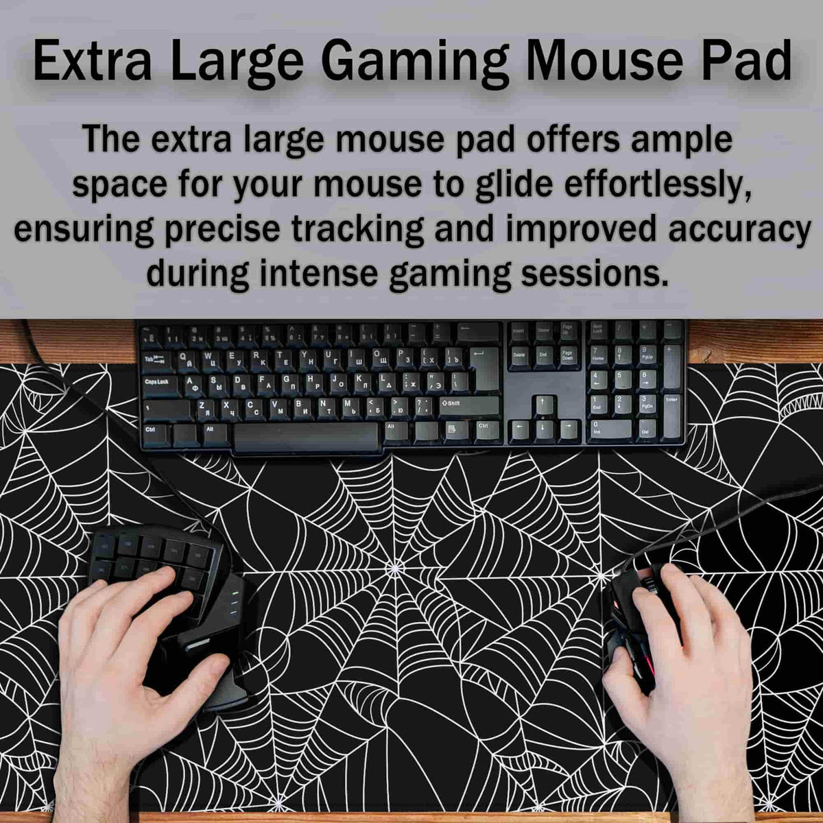 Samgula Gaming Mat Black Long Mousepad, Desktop Pad Big Mouse Pads Desk Mouse Pad, Computer Pad