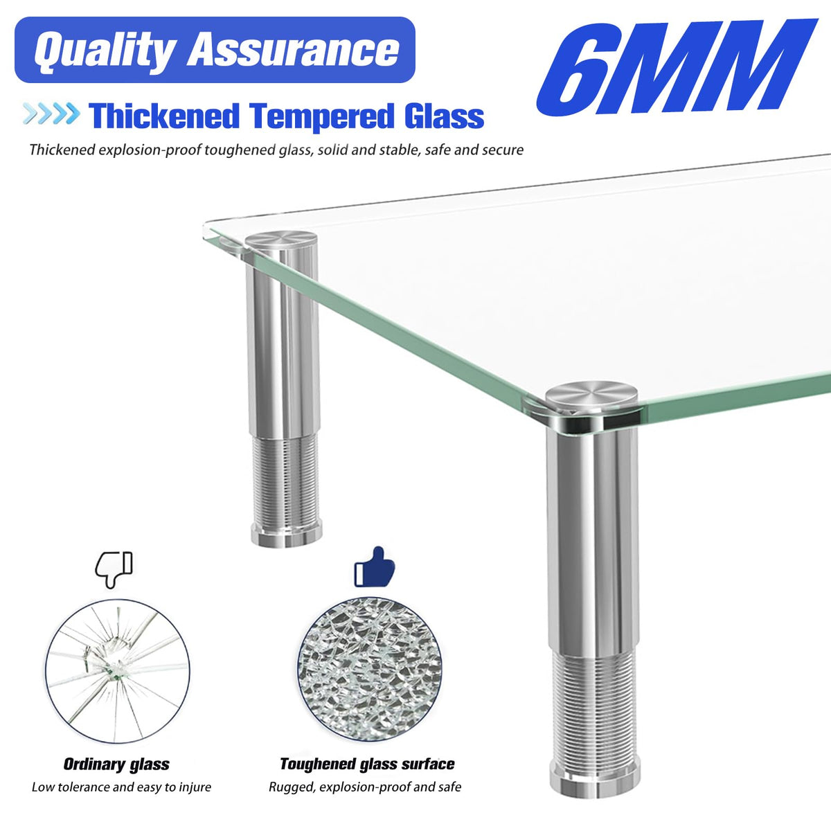Simple Trending 2-Pack Tempered Glass Monitor Stand, Adjustable, Clear
