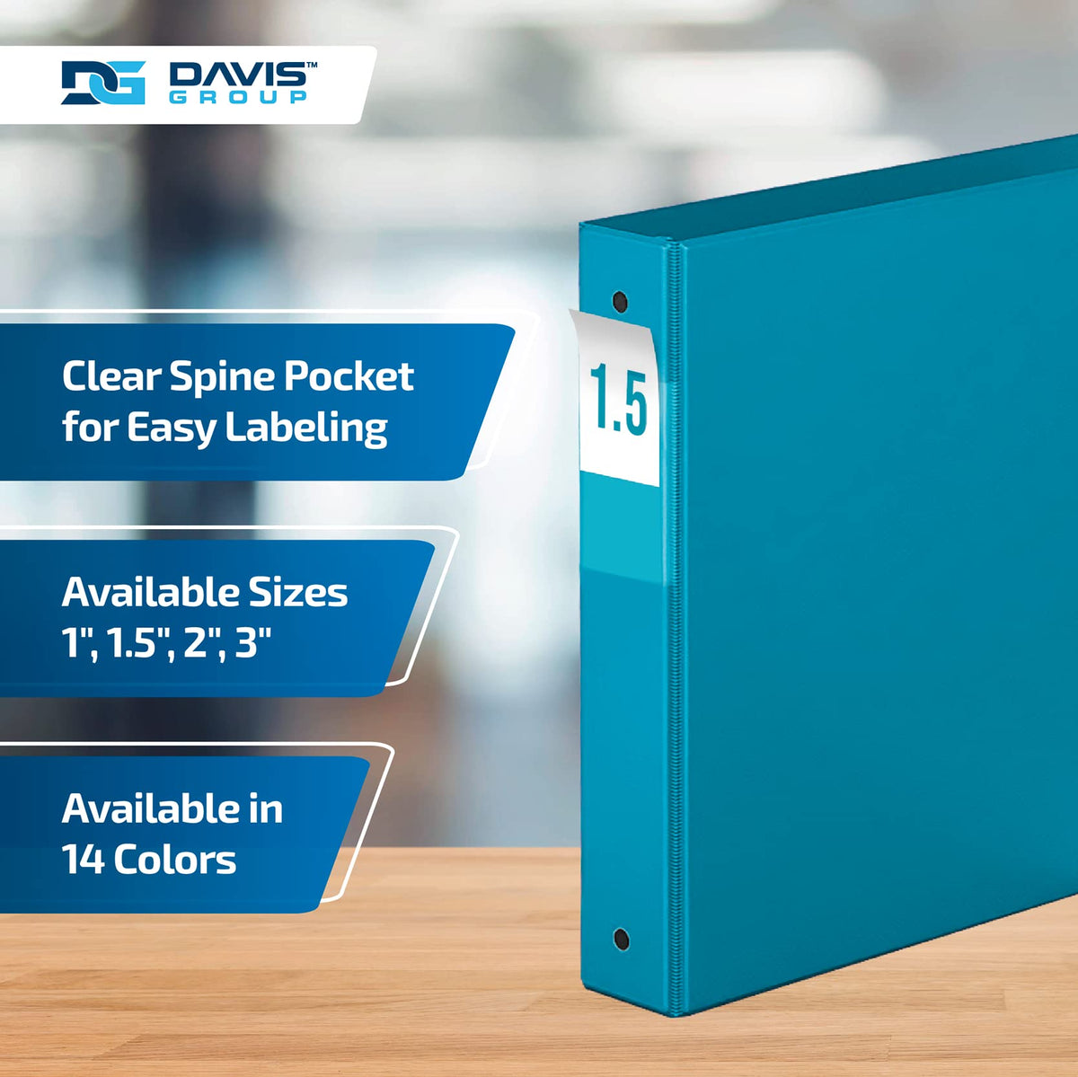 Premium Economy 3-Ring Binder, Spine Label, 1.5" Round Rings, Turquoise 6Pk