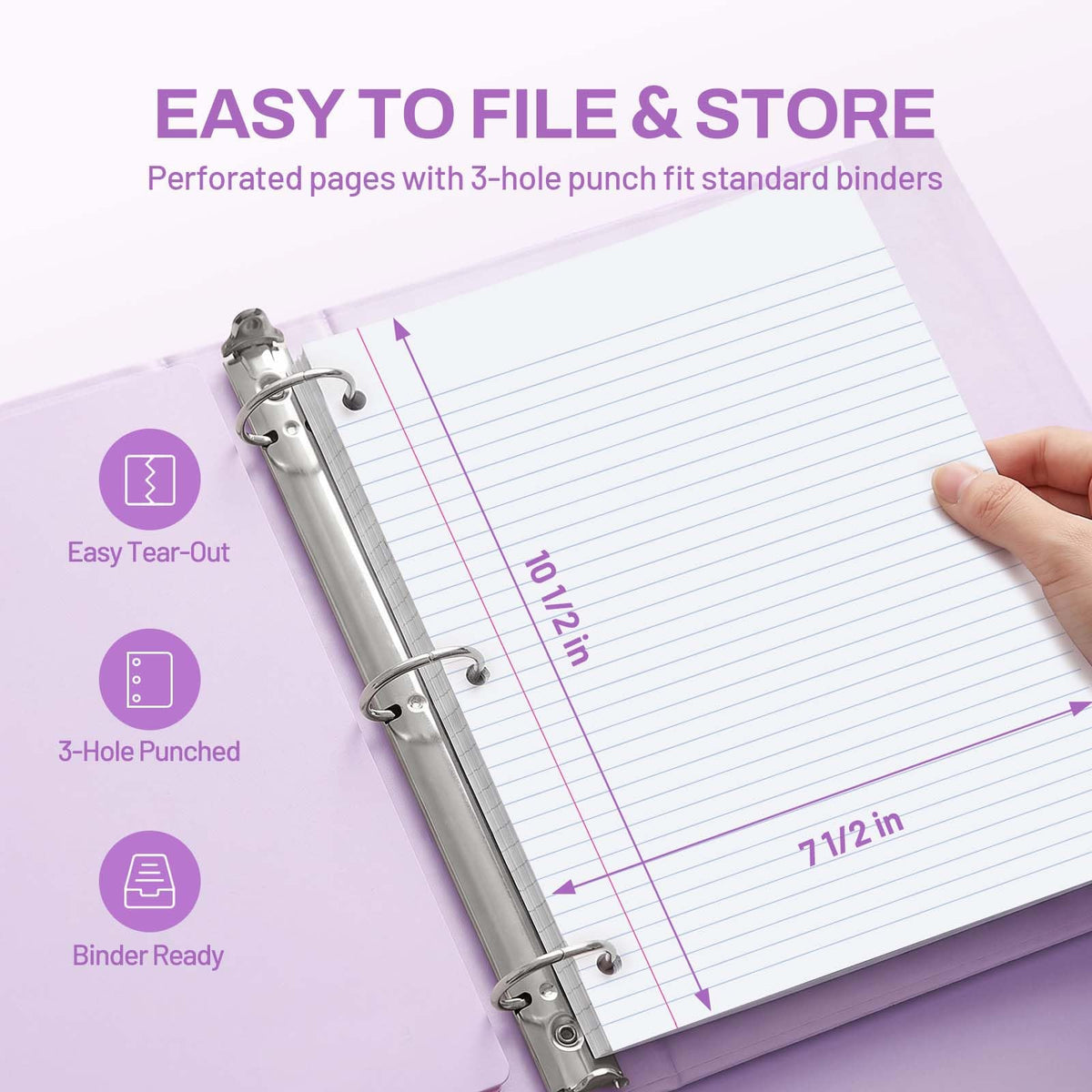 SUNEE Spiral Notebook, 1-Subject, College Ruled Paper, 8" x 10-1/2", 100 Sheets per Notebook