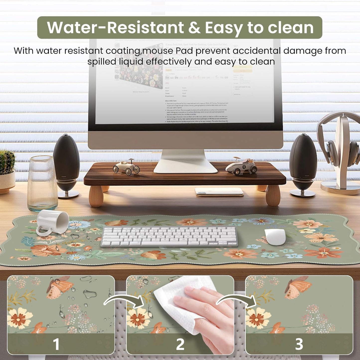 iCasso Green Computer Pad 35.4"x15.7", Desk Protector for Workspace