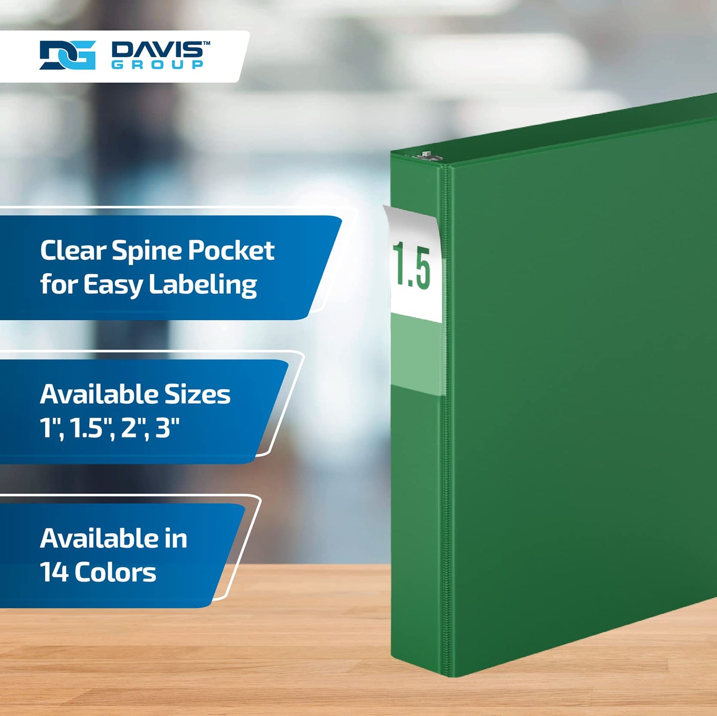 Premium Economy 3-Ring Binder, Spine Label, 1.5" D Rings, Green, 6 Pack