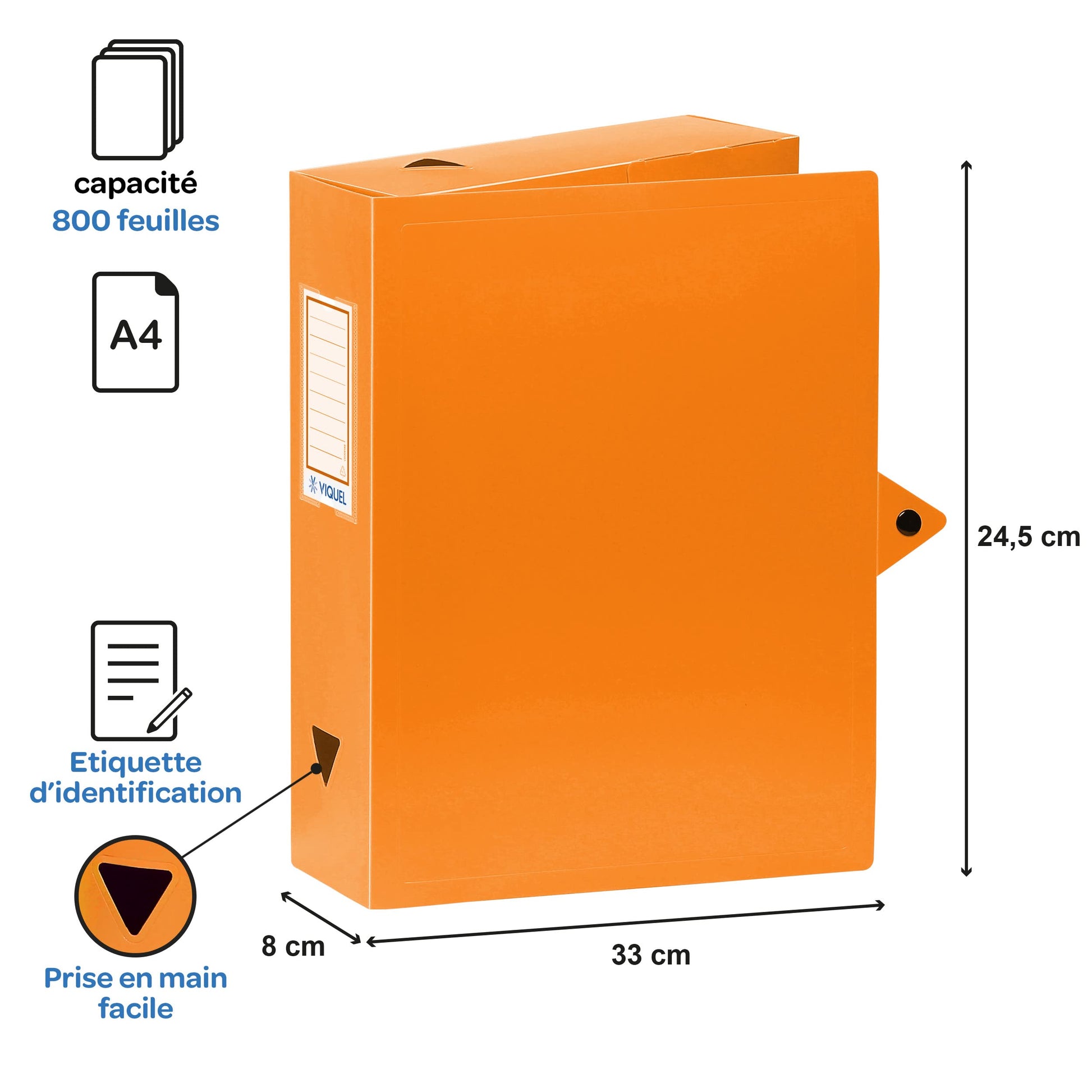 Viquel Class Doc Box File Polypropylene Spine Width 80 mm Orange