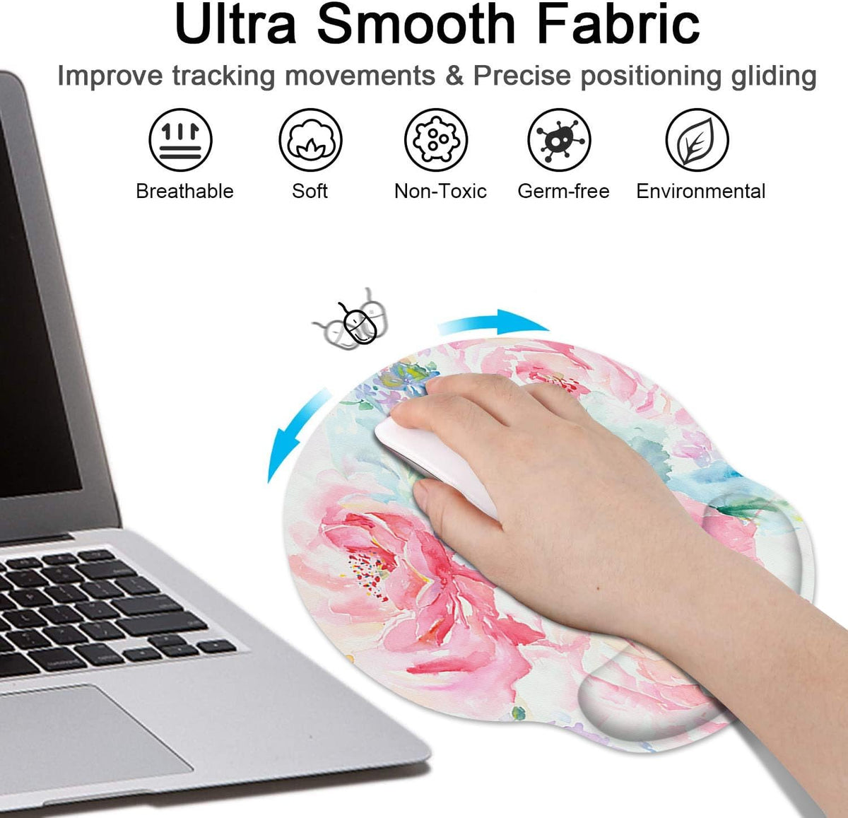 Britimes Ergonomic Mouse Pad Set with Wrist Rest, Watercolor Abstract